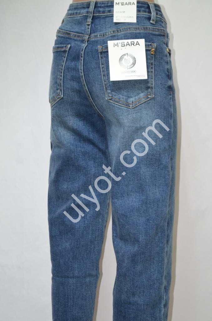 ДЖИНСЫ M.SARA (XS-XL) Т.СИНИЙ 3028H