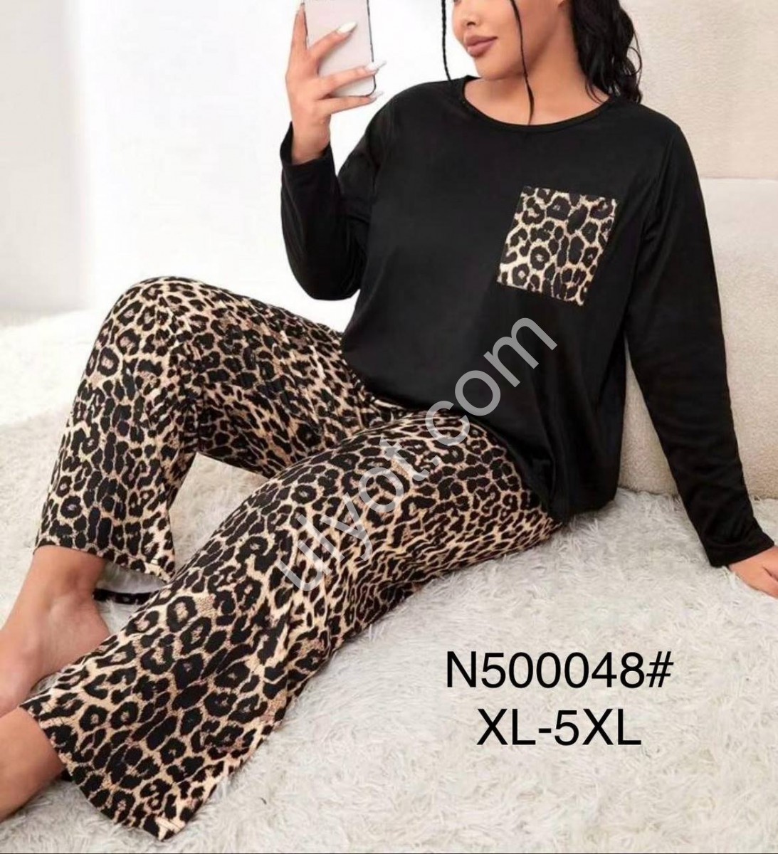 ПІЖАМА ЛЕО (XL-5XL) ЧОРНИЙ 500048