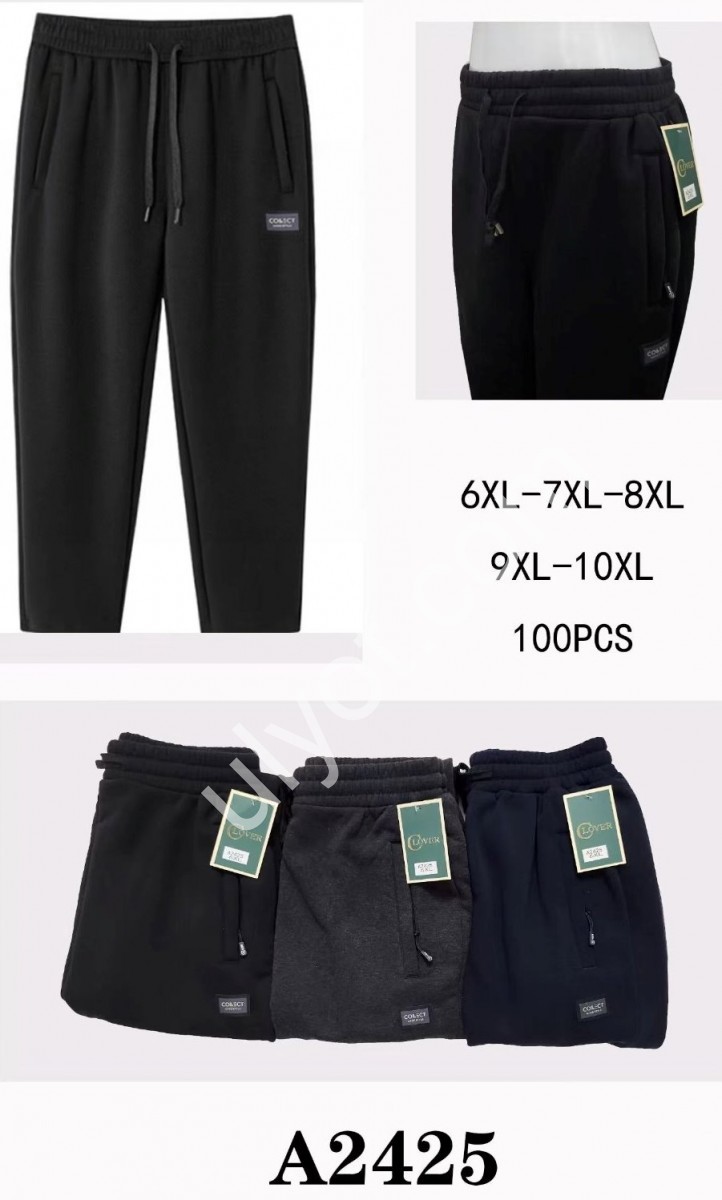 СПОРТ.ШТАНИ (6XL-10XL) ФЛІС ПРЯМИЙ ЧОРНИЙ 2425