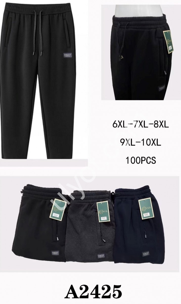 СПОРТ.ШТАНЫ (6XL-10XL) ФЛИС МАНЖЕТ ЧЕРНЫЙ 2425