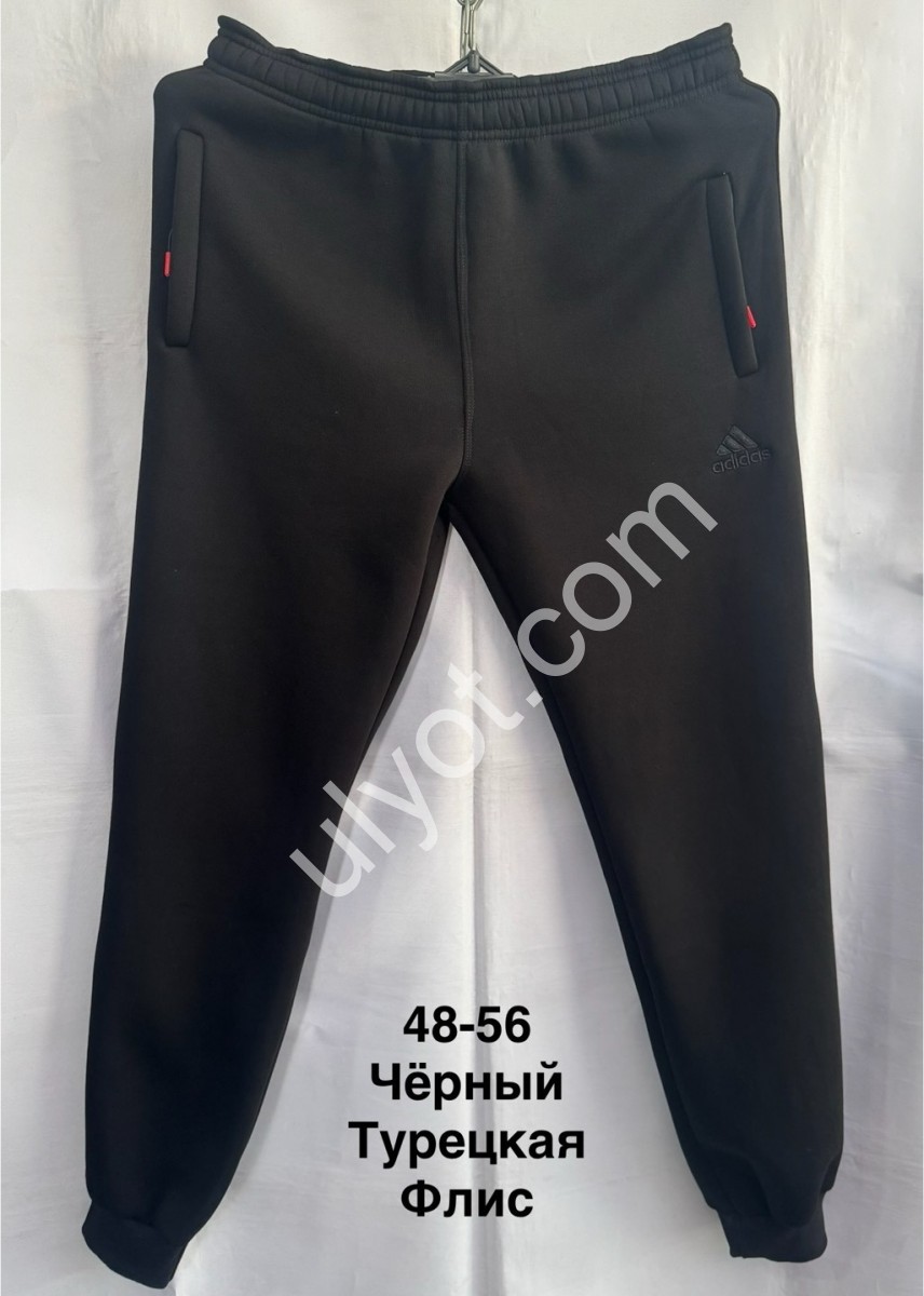 СПОРТ.ШТАНЫ A01 (48-56) ФЛИС МАНЖЕТ ЧЕРНЫЙ 