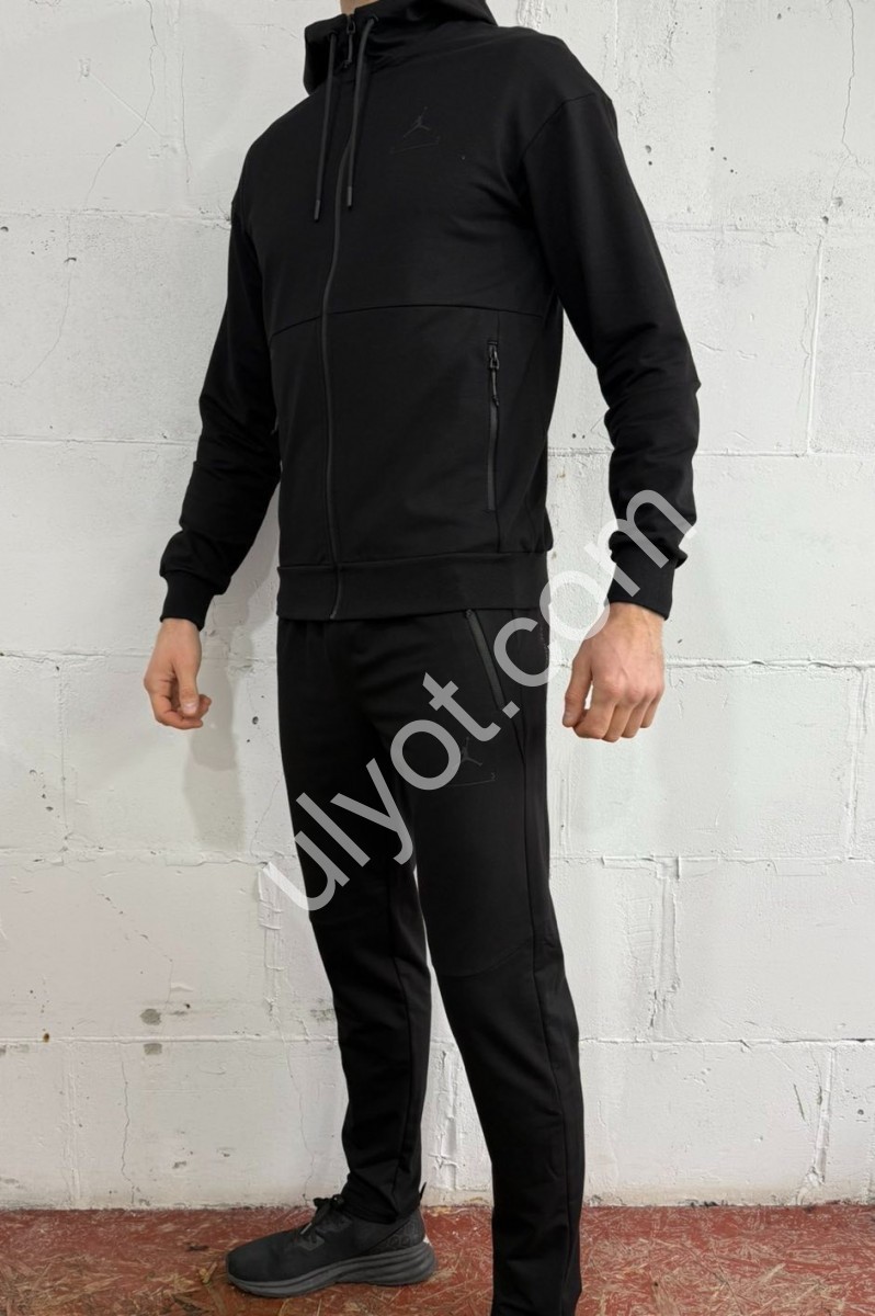 СПОРТ. КОСТЮМ J47 (M-3XL) ПРЯМОЙ ЧЕРНЫЙ K-2