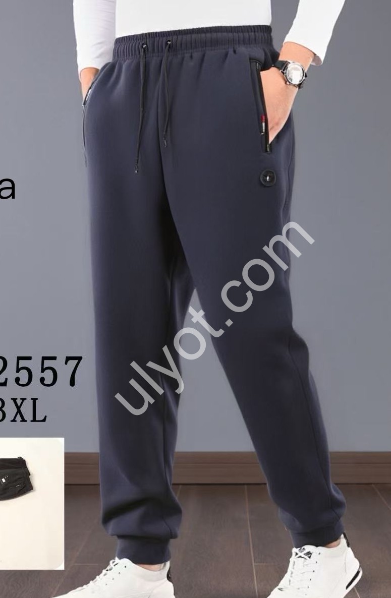СПОРТ.ШТАНИ (M-3XL) ФЛІС МАНЖЕТ Т.СИНІЙ 2557