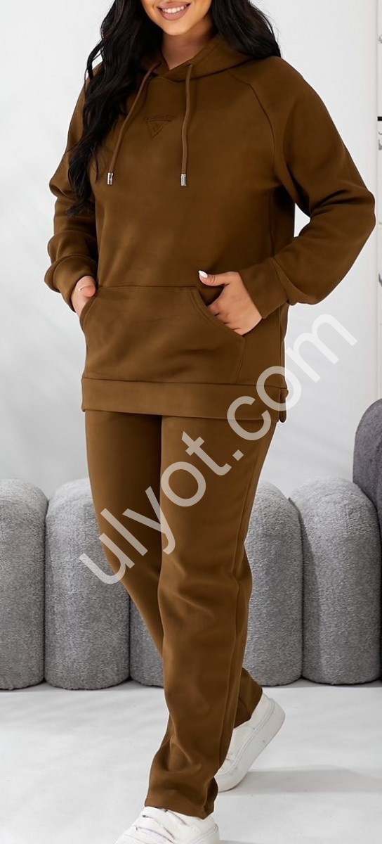 КОСТЮМ JJF (XL-3XL) МЕХ МАНЖЕТ ШОКОЛАД 5017