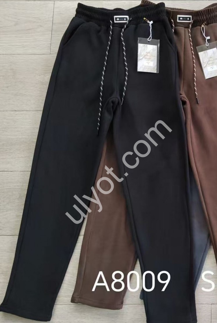 ШТАНЫ (S-2XL) ФЛИС ПРЯМОЙ ЧЕРНЫЙ 8009