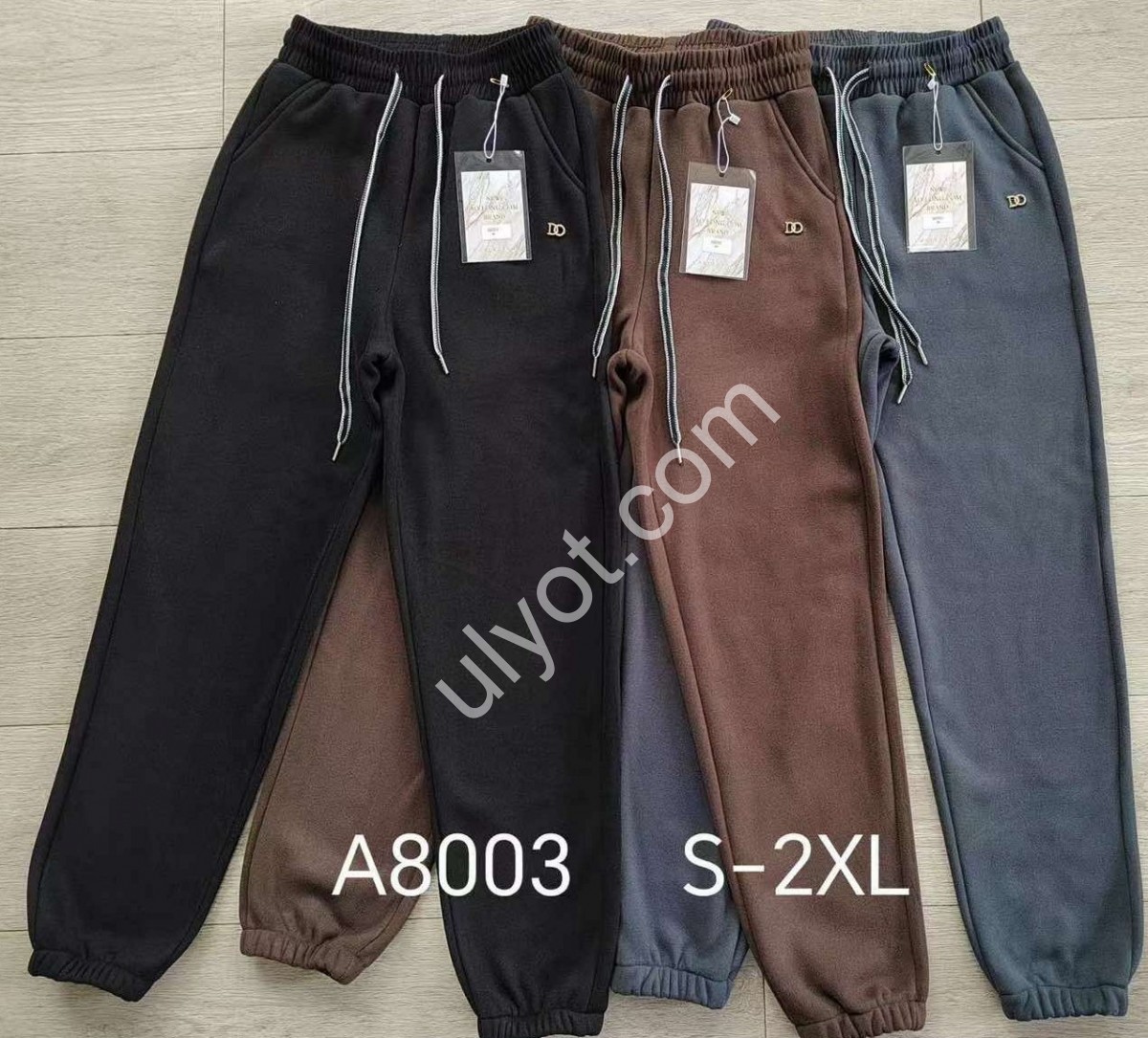 ШТАНЫ (S-2XL) ФЛИС МАНЖЕТ ЧЕРНЫЙ  8003