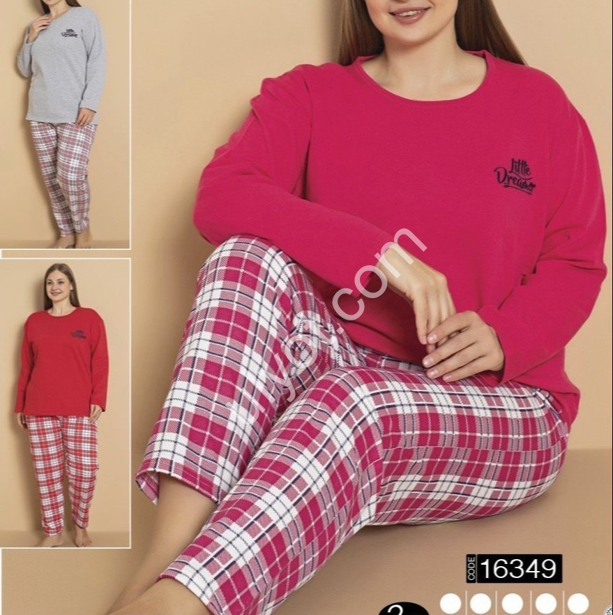 ПІЖАМА (L-4XL) БАЙКА МІКС 16349