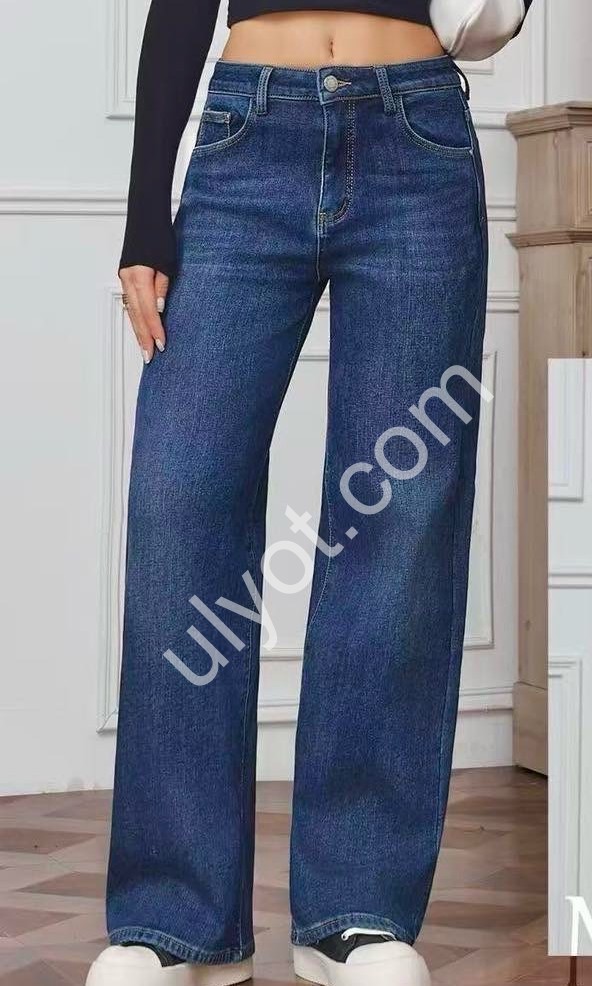 ДЖИНСЫ M.SARA (XS-XL) МЕХ Т.СИНИЙ 2116-4