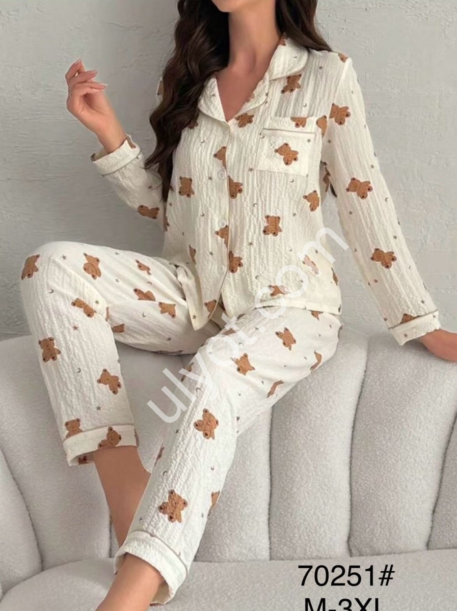 ПІЖАМА ВЕДМЕДИКА (M-3XL) МОЛОКО 70251