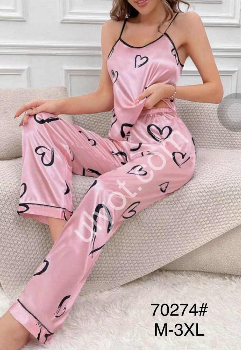 ПИЖАМА СЕРДЦЕ (M-3XL) РОЗОВЫЙ 70274