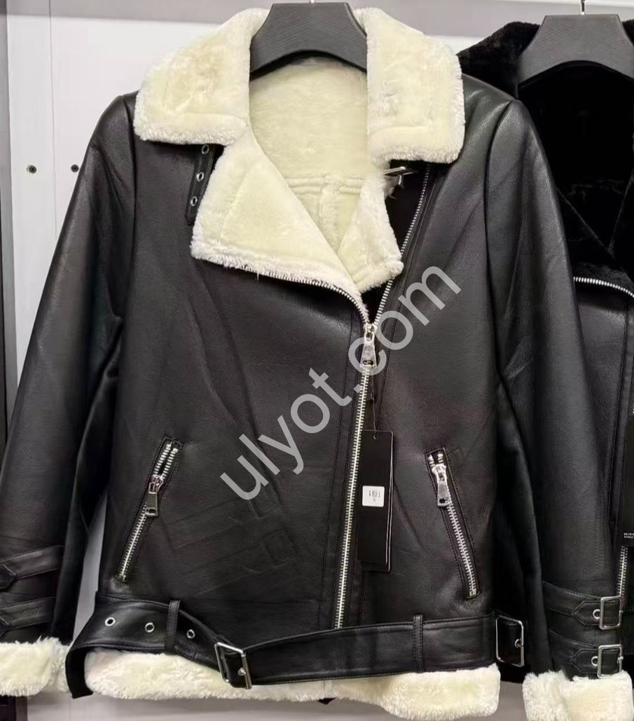 ДУБЛЕНКА (S-XL) ЧЕРНЫЙ + МЕХ ЧЕРНЫЙ 815