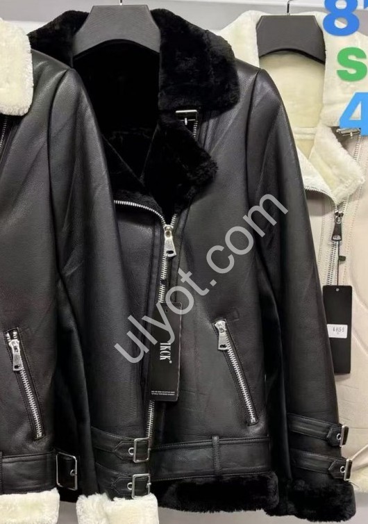 ДУБЛЕНКА (S-XL) ЧОРНИЙ + Хутро ЧОРНЕ 815