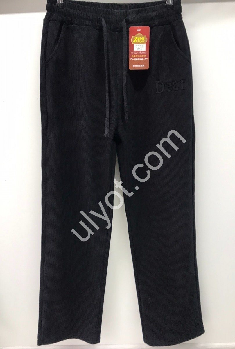 СПОРТ.ШТАНЫ (XL-5XL) МЕХ ПРЯМОЙ ЧЕРНЫЙ 2022