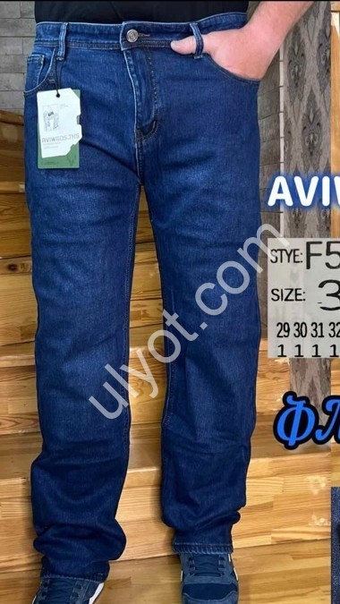 ДЖИНСЫ AVIWGOS (29-38) ФЛИС Т.СИНИЙ 590-1