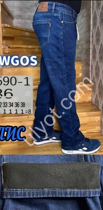 ДЖИНСЫ AVIWGOS (29-38) ФЛИС Т.СИНИЙ 590-1