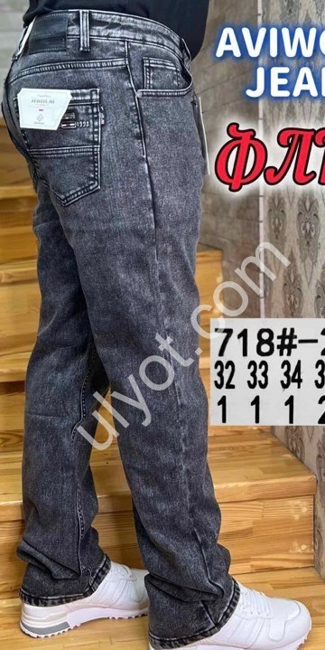 ДЖИНСЫ AVIWGOS (32-40) ФЛИС ГРАФИТ 718-20-1
