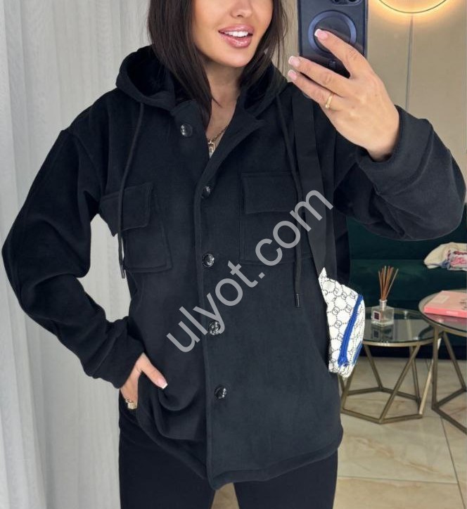 РУБАШКА (42-48) ФЛИС ЧЕРНЫЙ 1556