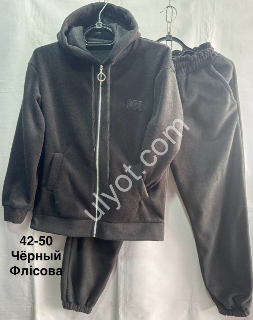 СПОРТ.КОСТЮМ (42-50) ФЛИС МАНЖЕТ ЧЕРНЫЙ 