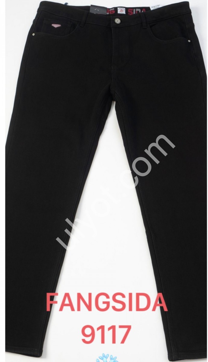 ДЖИНСЫ FANGSIDA (38-46) ФЛИС ЧЕРНЫЙ 9117