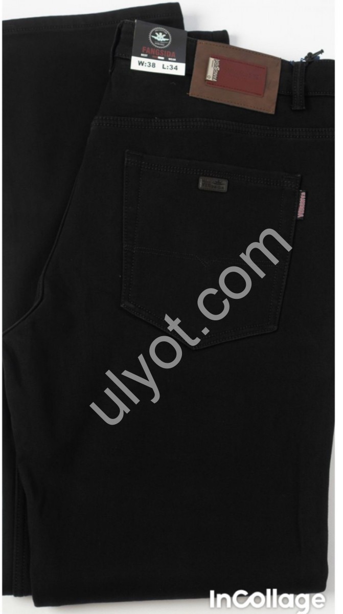 ДЖИНСЫ FANGSIDA (38-46) ФЛИС ЧЕРНЫЙ 9117