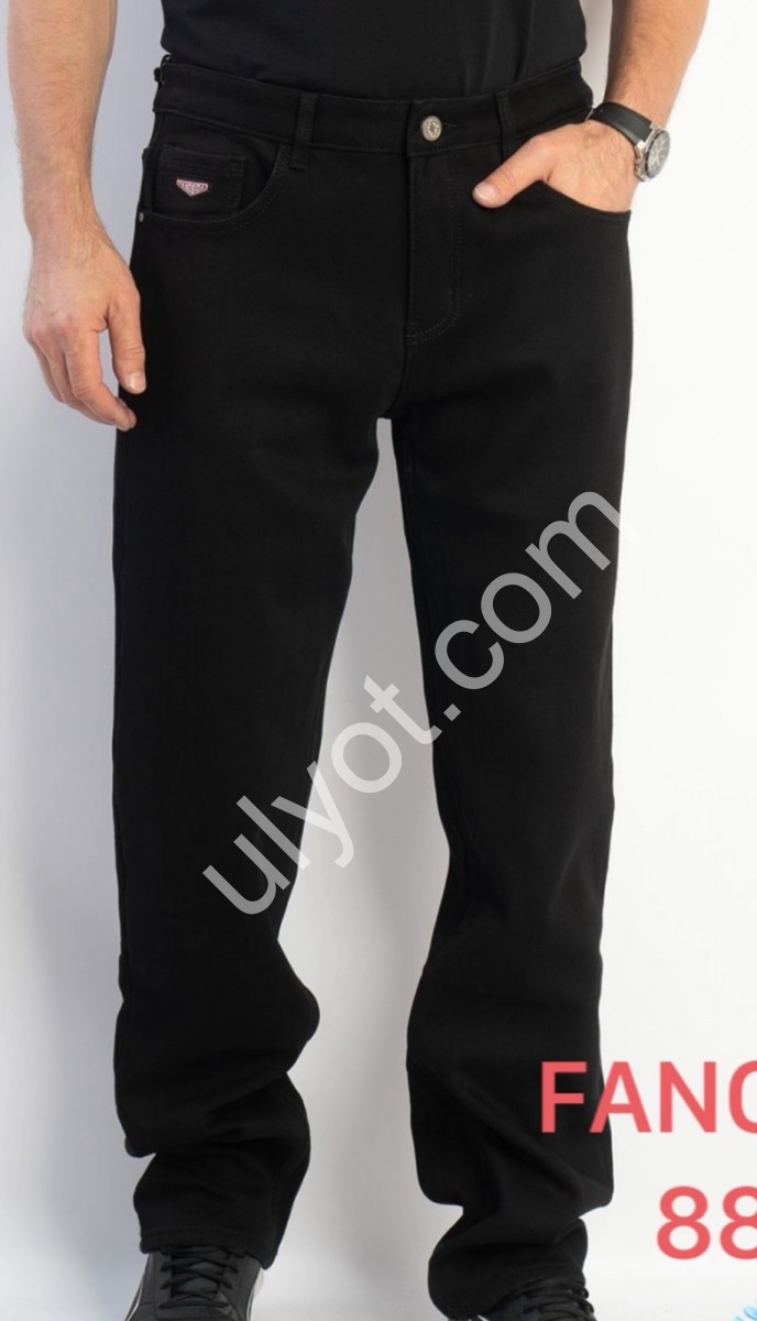 ДЖИНСЫ FANGSIDA (31-38) ФЛИС ЧЕРНЫЙ 8867