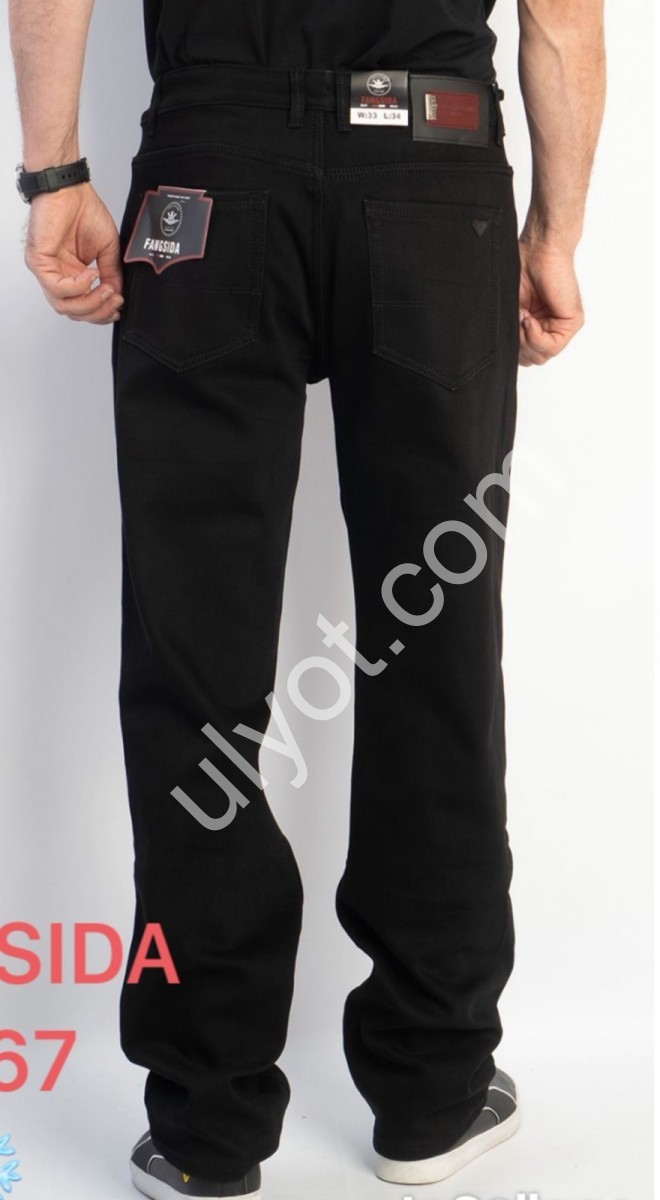 ДЖИНСЫ FANGSIDA (31-38) ФЛИС ЧЕРНЫЙ 8867