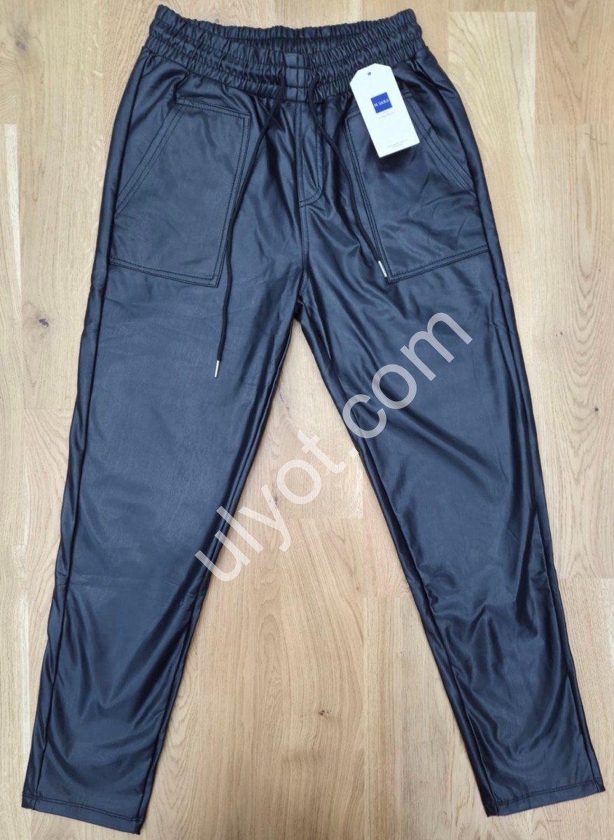 ШТАНЫ M.SARA (XS-XL) БАЙКА ЧЕРНЫЙ 1312-13
