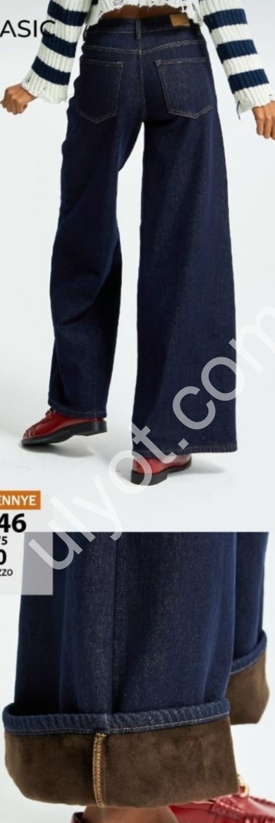 ДЖИНСЫ IT'S BASIC (32-46) МЕХ Т.СИНИЙ 4346/7w5/50