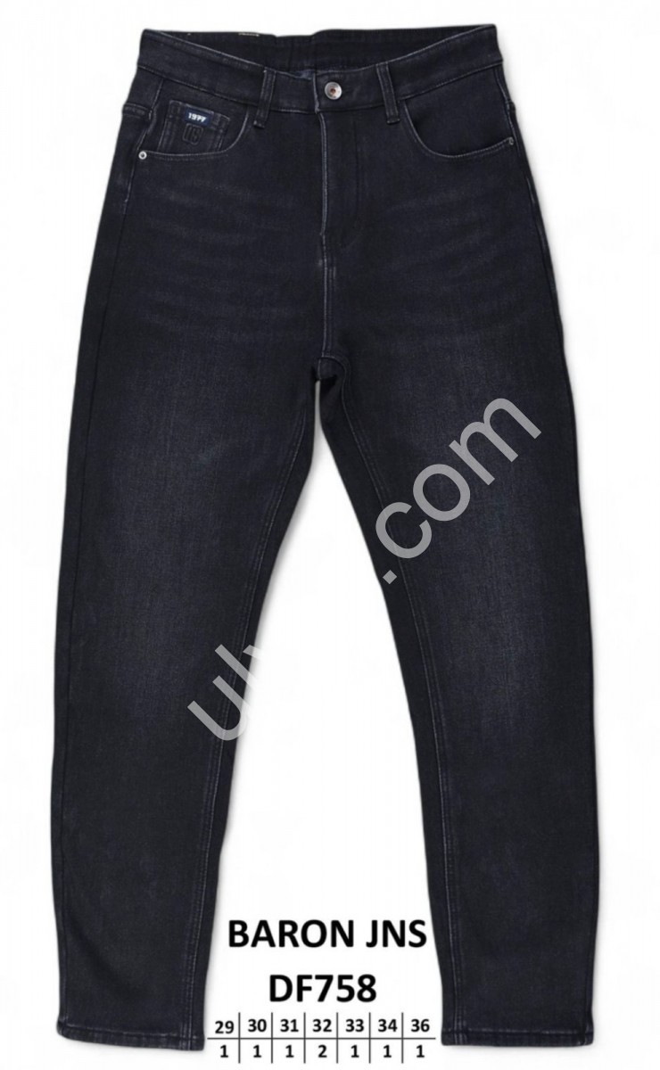 ДЖИНСИ BARON (29-36) ФЛІС ЧОРНИЙ DF758