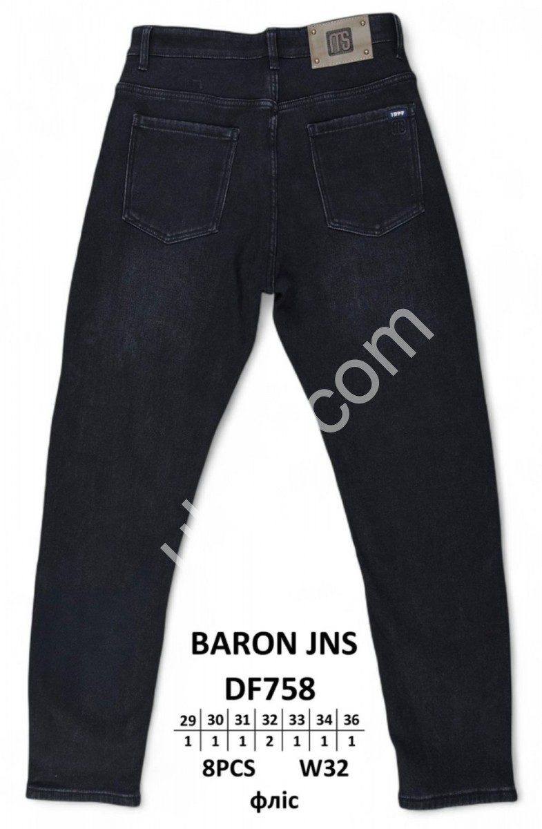 ДЖИНСИ BARON (29-36) ФЛІС ЧОРНИЙ DF758
