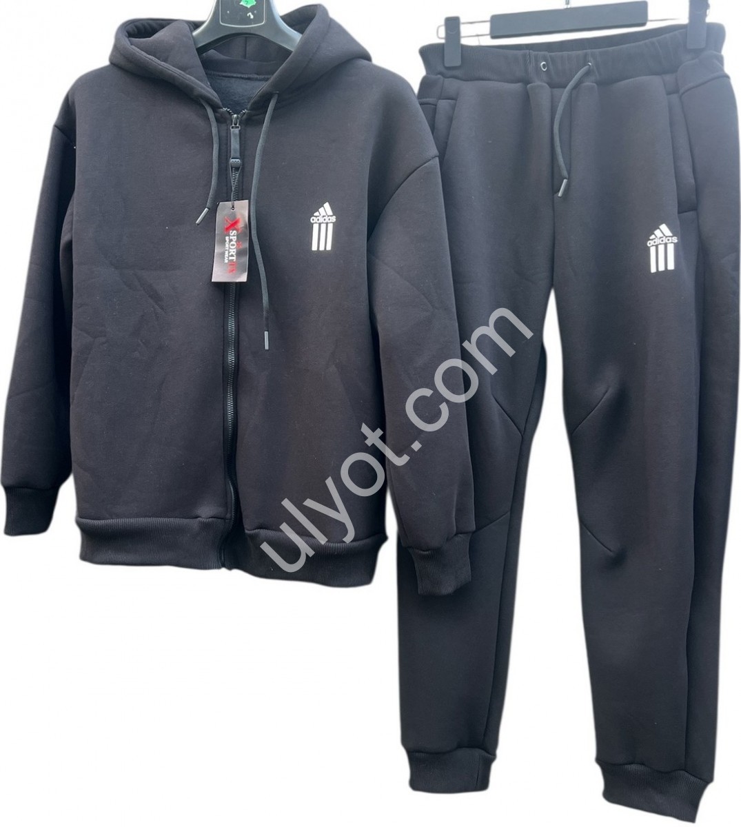 СПОРТ.КОСТЮМ A01 (48-56) ФЛИС МАНЖЕТ ЧЕРНЫЙ 