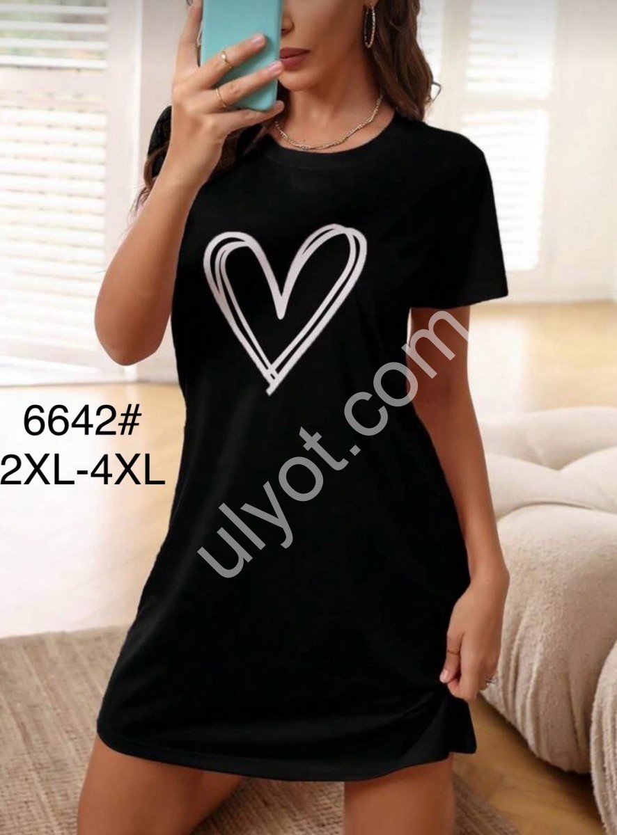 ТУНИКА СЕРДЦЕ (2XL-4XL) ЧЕРНЫЙ 6642