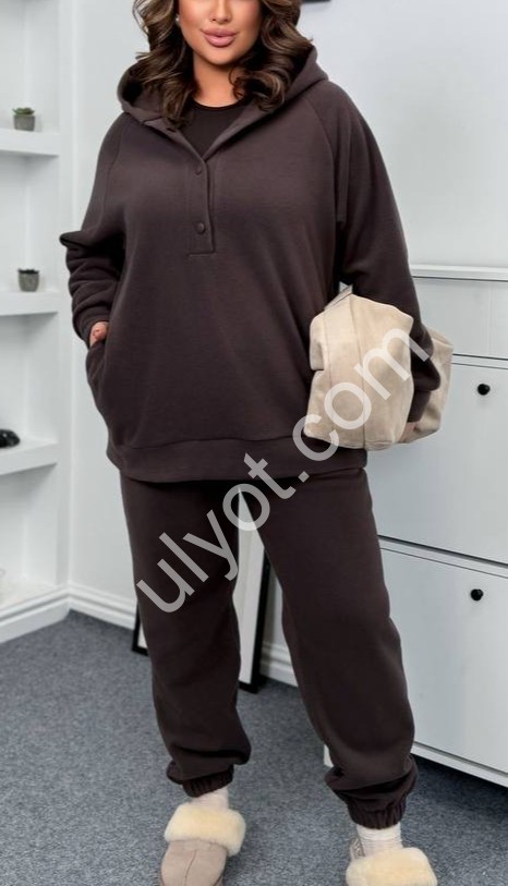 КОСТЮМ ТРІЙКА (50-62) ФЛІС МАНЖЕТ ШОКОЛАД 218