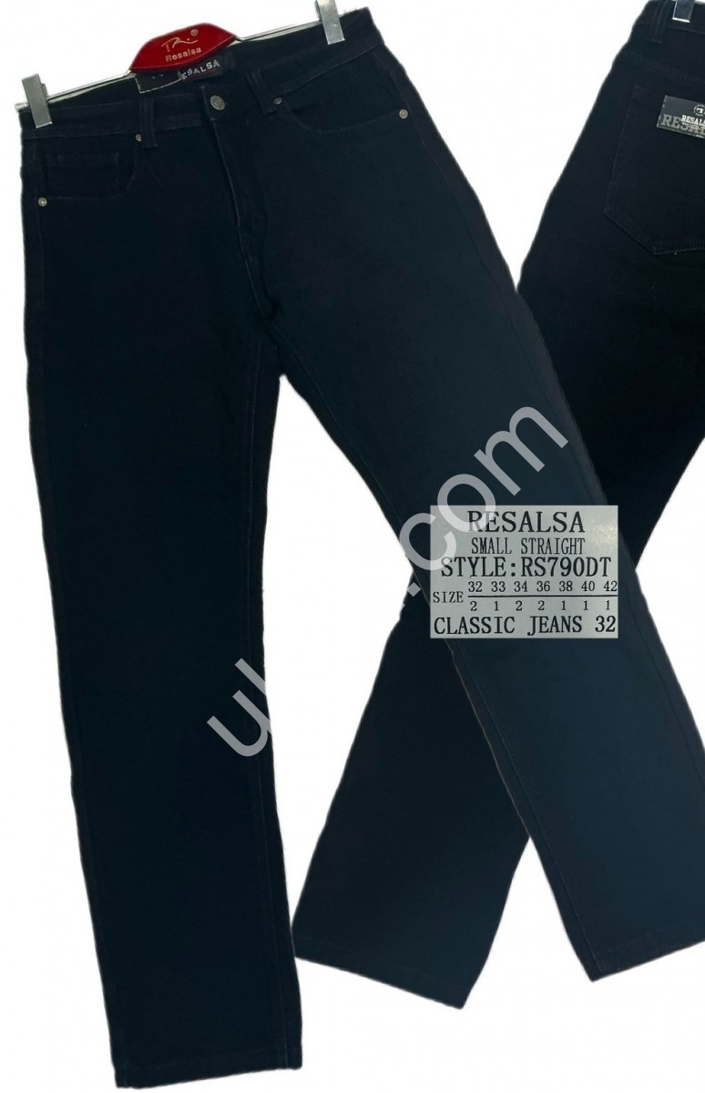 ДЖИНСЫ RESALSA (32-42) ФЛИС ЧЕРНЫЙ 790DT