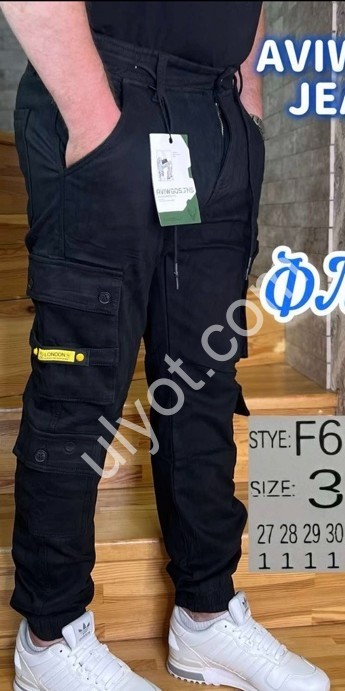 ДЖИНСИ AVIWGOS (27-34) ФЛІС КАРГО ЧОРНИЙ 666-1