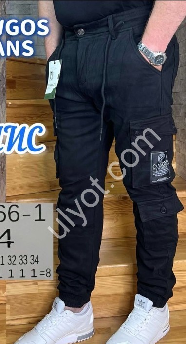 ДЖИНСИ AVIWGOS (27-34) ФЛІС КАРГО ЧОРНИЙ 666-1