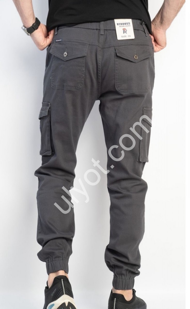ДЖИНСЫ RTROOSS (32-36) КАРГО СЕРЫЙ 8079-3