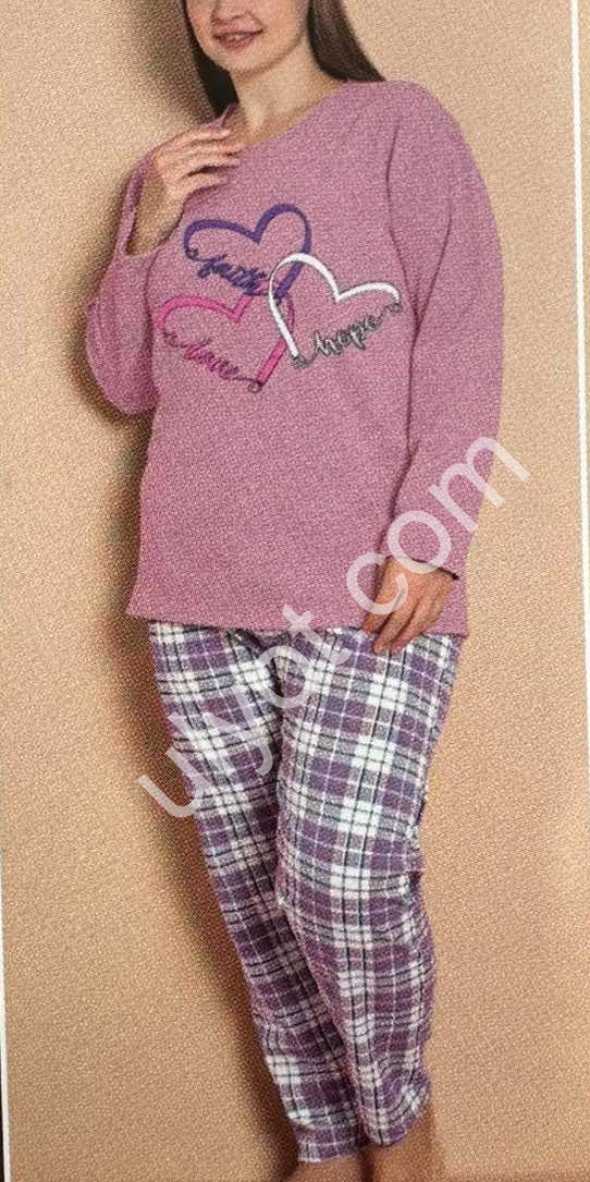 ПІЖАМА (L-4XL) БАЙКА РОЖОВИЙ 16460