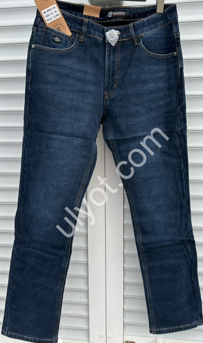 ДЖИНСЫ REIGOUSE (32-38) ФЛИС Т.СИНИЙ 9911