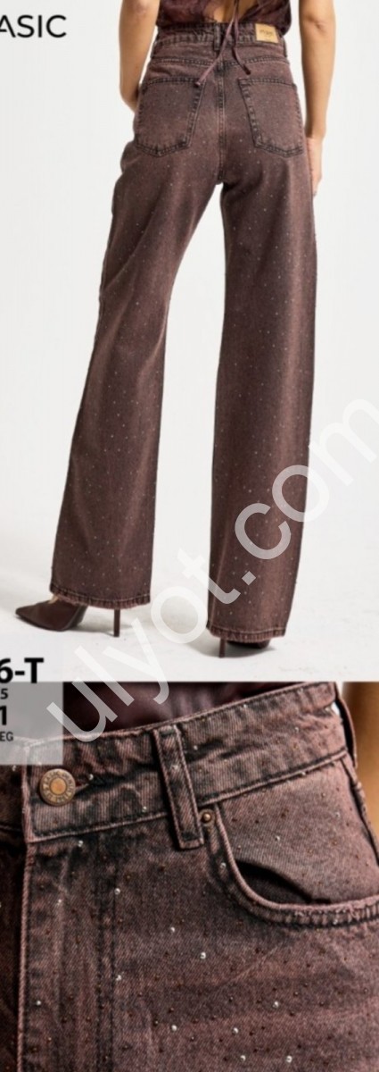 ДЖИНСИ IT'S BASIC (34-42) СТРАЗИ ШОКОЛАД 4666-T/20w5/151