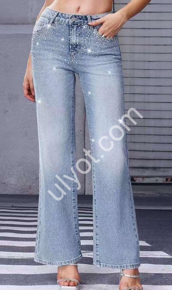 ДЖИНСЫ M.SARA (XS-XL) СТРАЗЫ СИНИЙ 70