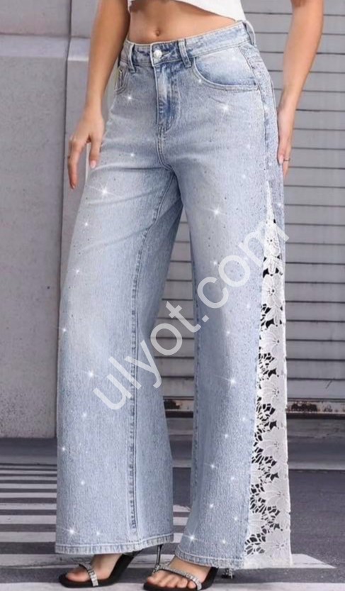 ДЖИНСИ M.SARA (XS-XL) СТРАЗИ БЛАКИТНИЙ 3077