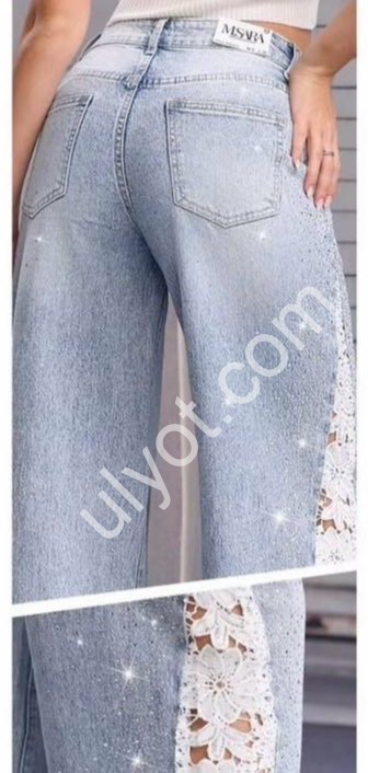 ДЖИНСИ M.SARA (XS-XL) СТРАЗИ БЛАКИТНИЙ 3077