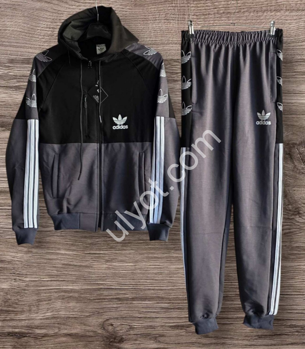 СПОРТИВНЫЙ КОСТЮМ A01 (7-12 ЛЕТ) МАНЖЕТ СЕРЫЙ-ЧЕРНЫЙ 