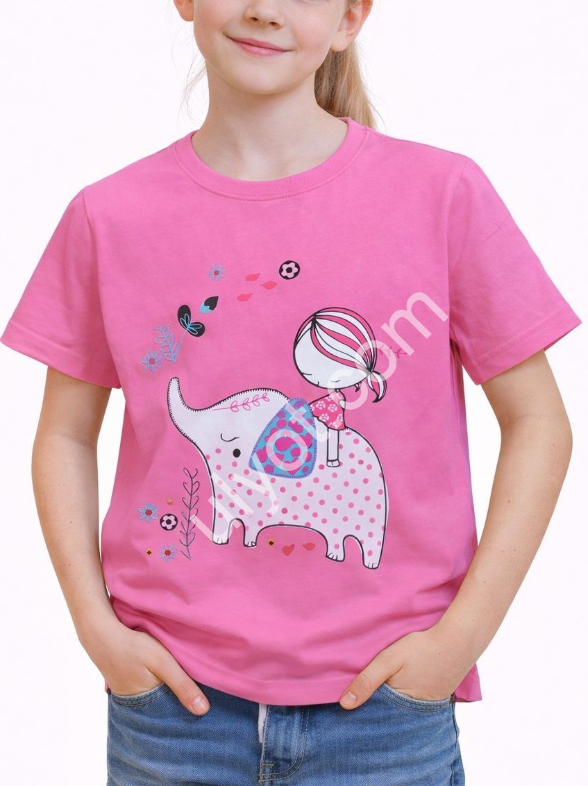 ФУТБОЛКА  (7-12 ЛЕТ) СЛОН РОЗОВЫЙ 