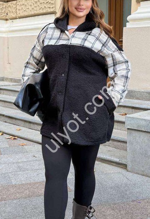 РУБАШКА (52-58) ЧЕРНЫЙ-МОЛОЧНЫЙ 0346