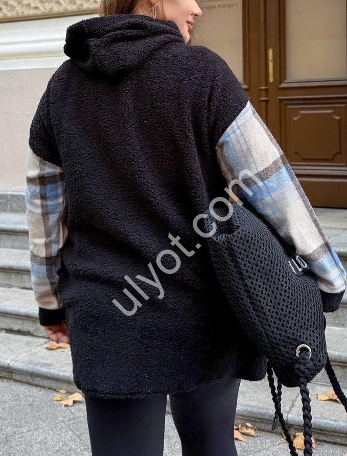 РУБАШКА (52-58) ЧЕРНЫЙ-МОЛОЧНЫЙ 0346