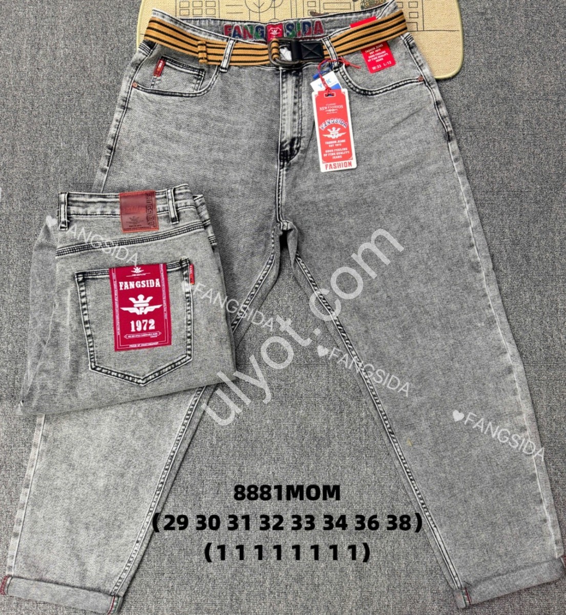 ДЖИНСЫ FANGSIDA (29-38) СЕРЫЙ 8881