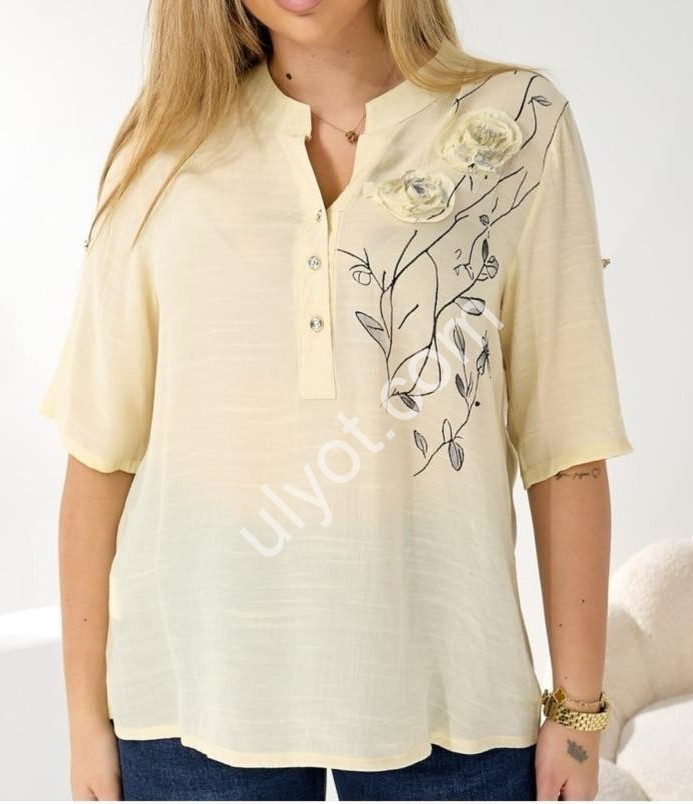 КОФТА JJF (XL-4XL) ЦВЕТЫ ОЛИВА 281