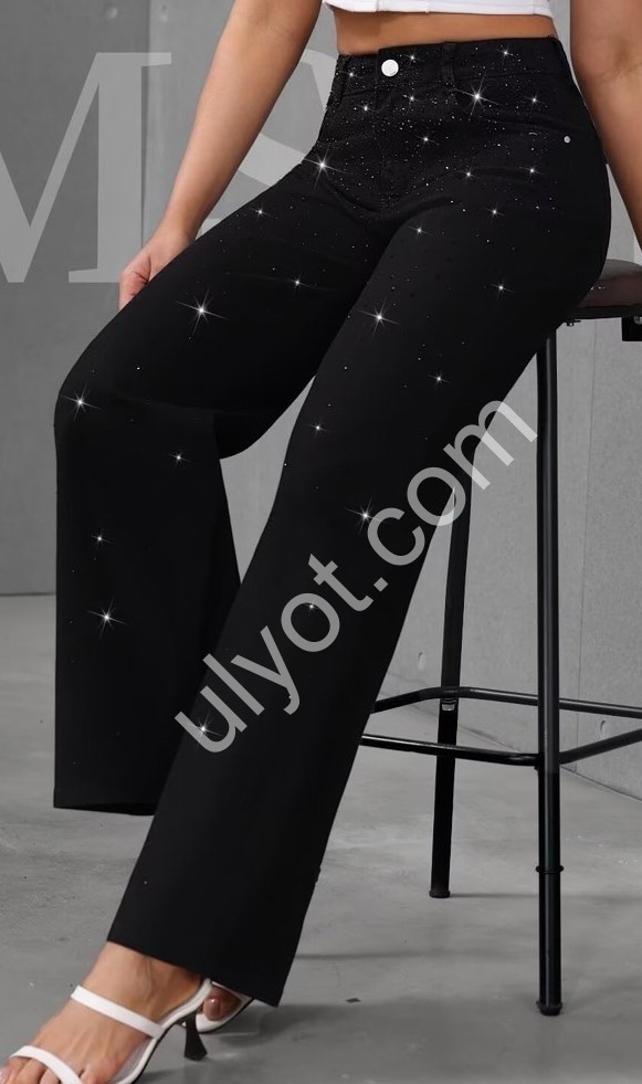 ДЖИНСЫ M.SARA (XS-XL) СТРАЗЫ ЧЕРНЫЙ 3927-13